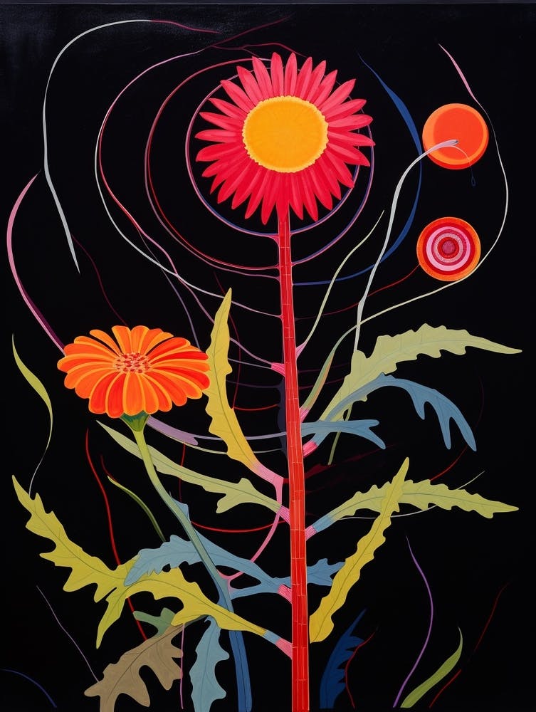Gaillardia 1 Hilma Af Klint Inspired Flower Illustration