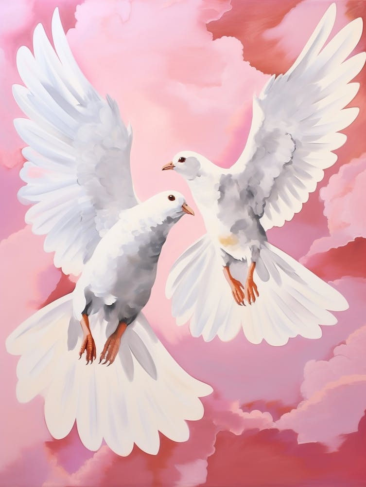 Pink Ethereal Bird Painting Pigeon 3