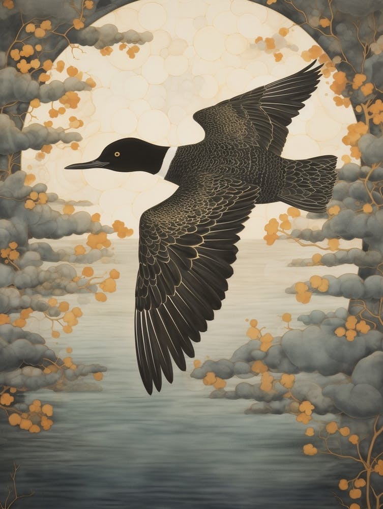 Common Loon 3 Gold Detail Painting