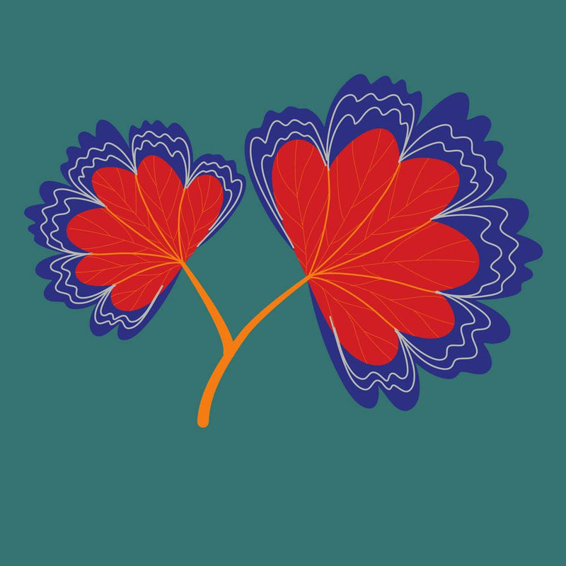 Two Leaves On A Green Background