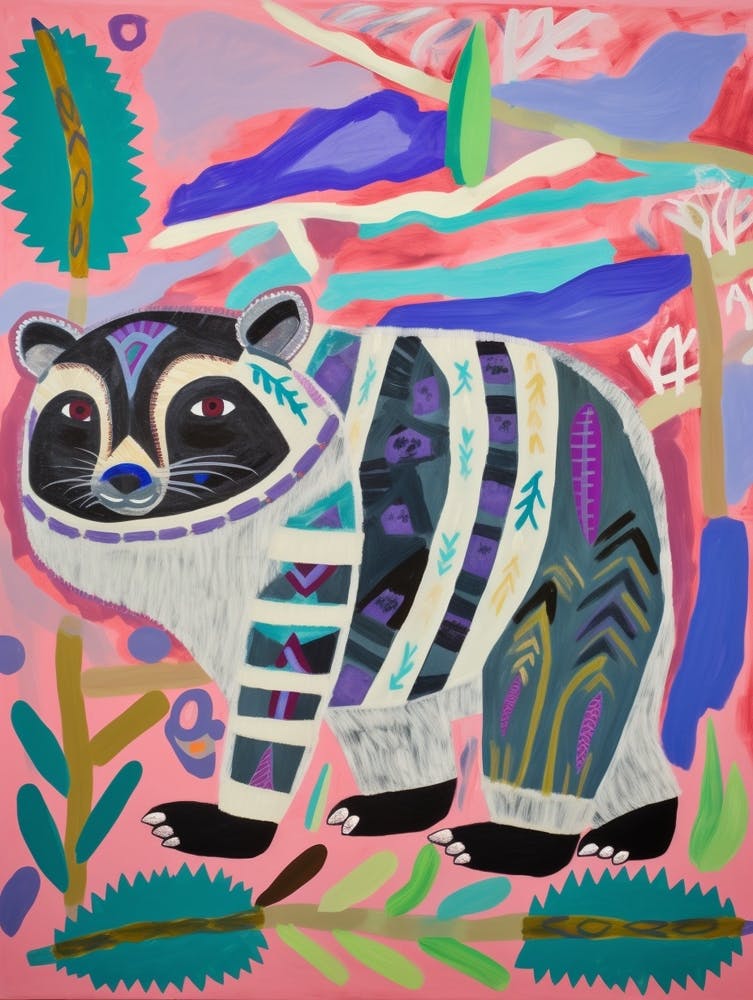 Maximalist Animal Painting Raccoon 3