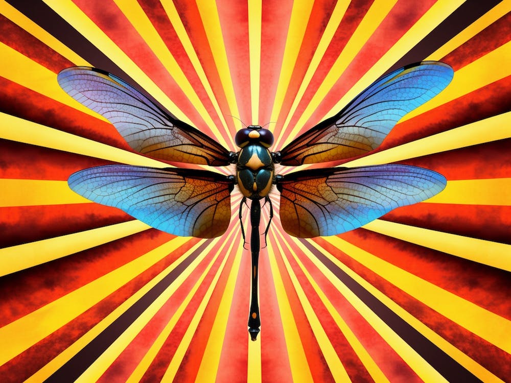 Dragonfly Wandering Gilder Retro Style 2