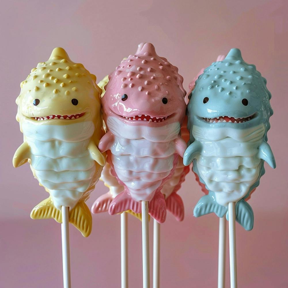 Candy Wobbegong Shark Lollipop, Pastel Color Aesthetic