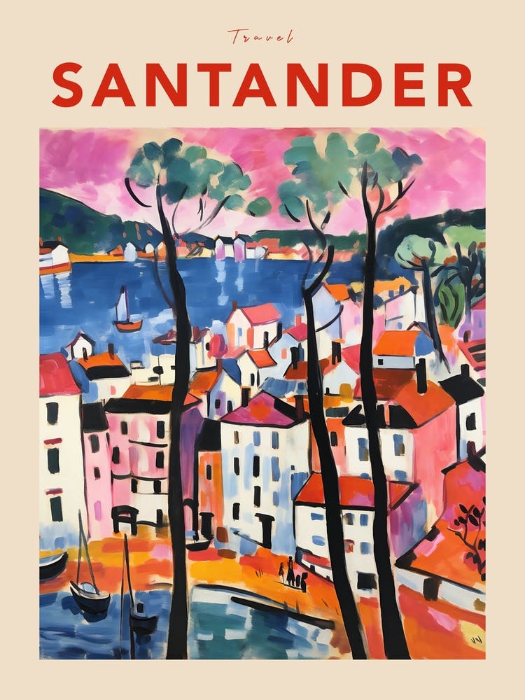 Santander Spain 5 Fauvist Travel Poster