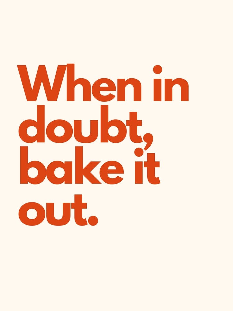 Bake It Out Kitchen Typography Cream Red
