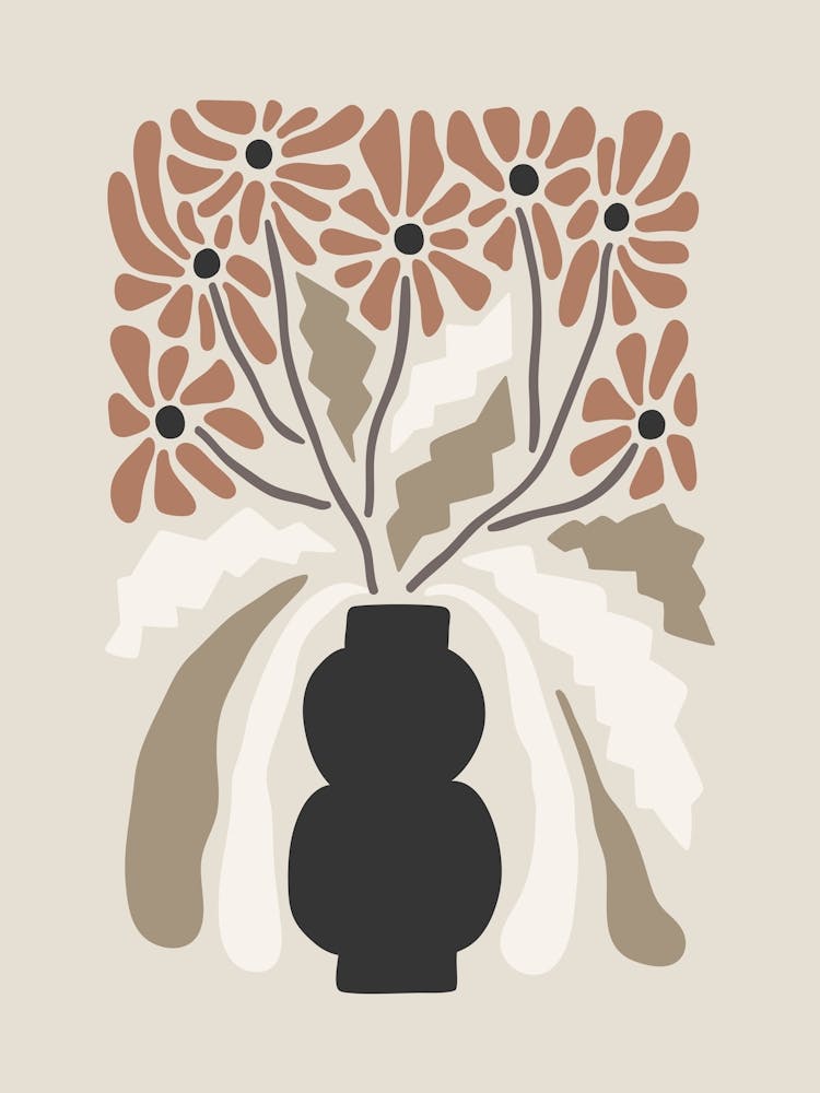 Neutral Retro Flower Print 2