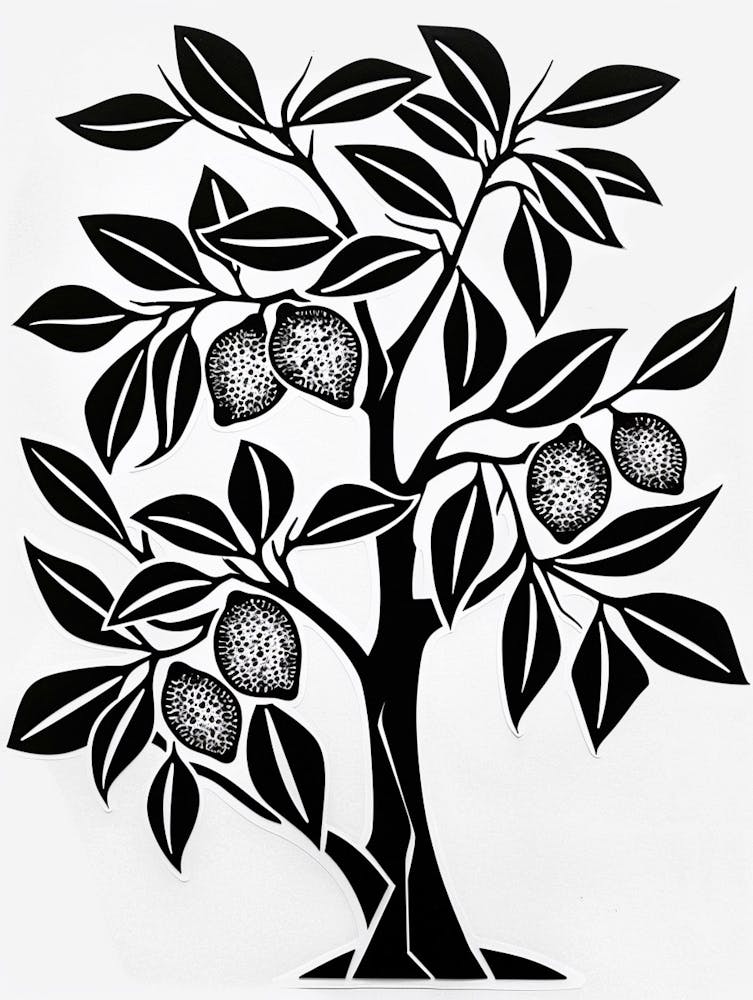 Lemon Tree Simple Geometric Nature Stencil 1 1