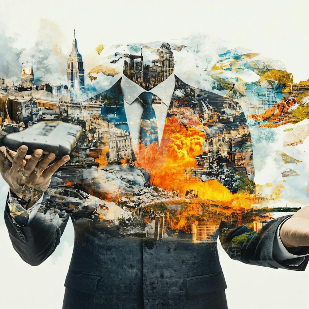 Geschäftsmann mit Telefon Collage