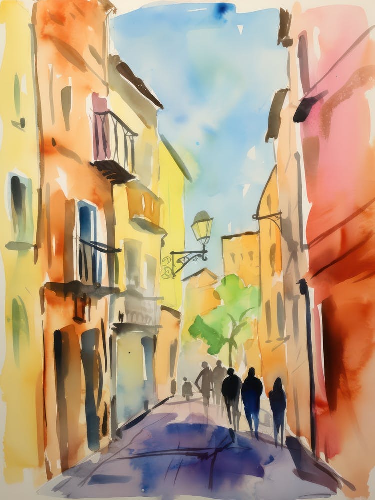 Bari, Italy Watercolour Streets 4