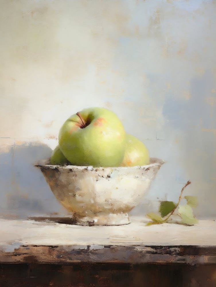 Rustic Apple Still Life Print, Vintage French Still Life Oil Painting, Neutral Wall Art, Country Kitchen Art, Autumn Farmhouse Wall Decor