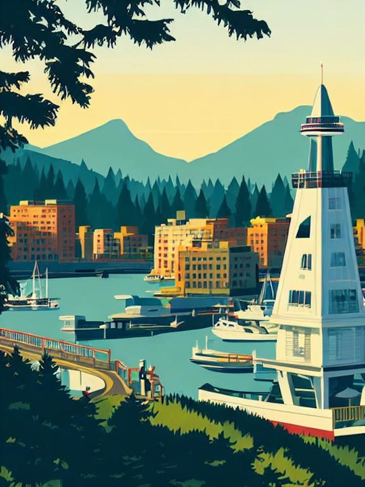 Vancouver Harbour Canada Vintage Poster harbour