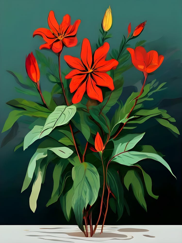Red Flowers In A Vase