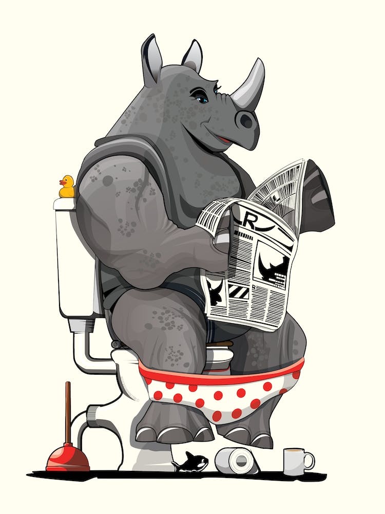 Rhino Using The Toilet