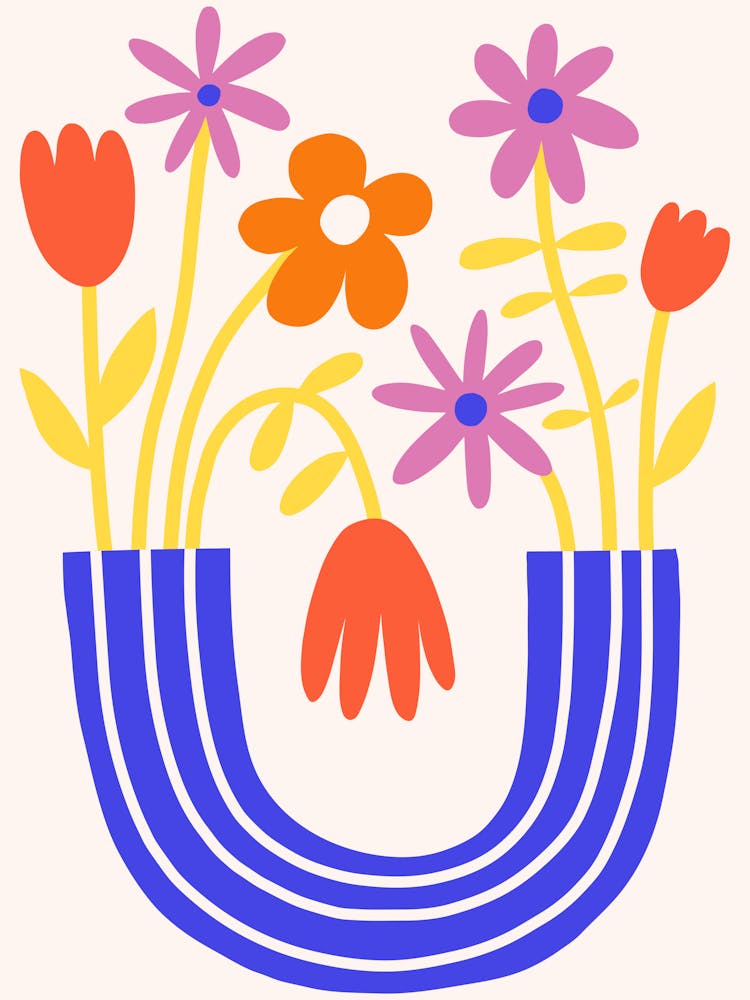 Colorful Flower Vase Print 