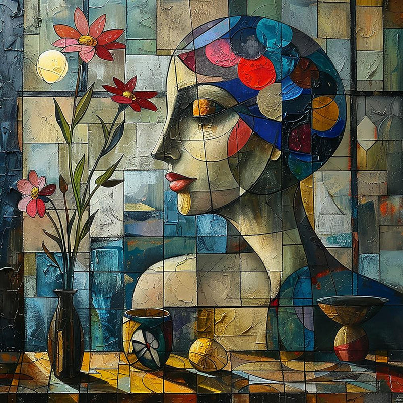 Beautiful me - colorful cubism, cubism, cubist art,   abstract art, abstract painting  city wall art, colorful wall art, home decor, minimal art, modern wall art, wall art, wall decoration, wall print colourful wall art, decor wall art, digital art, digit