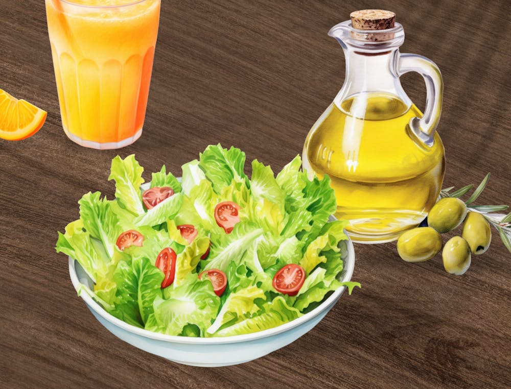 Salad And Orange Juice