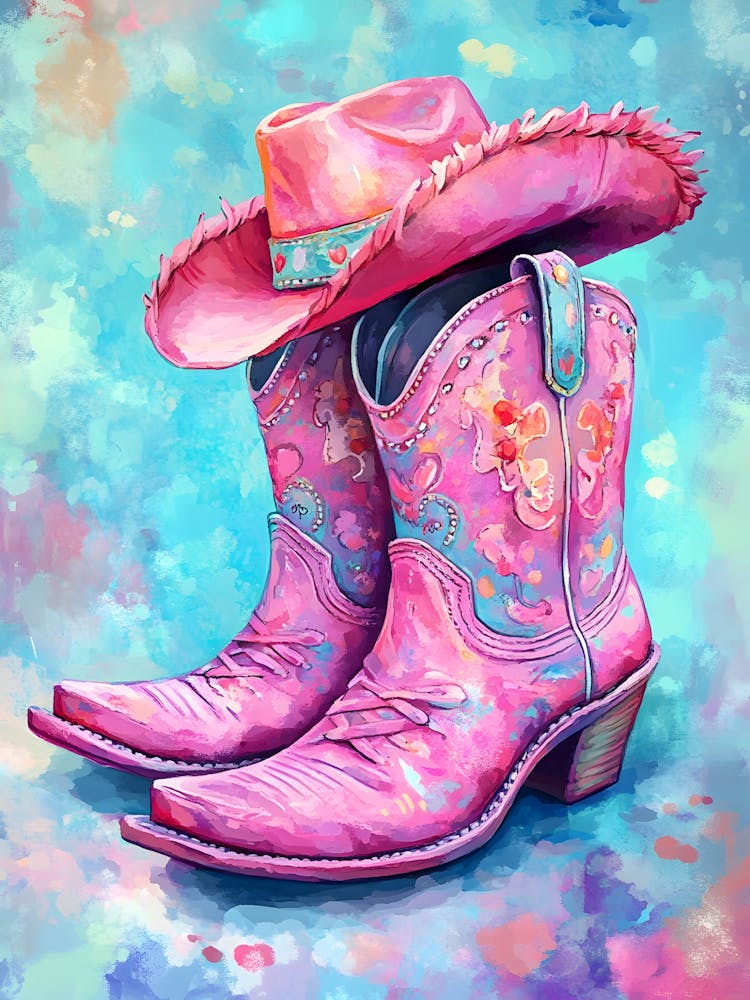 Pink Cowboy Boots 6