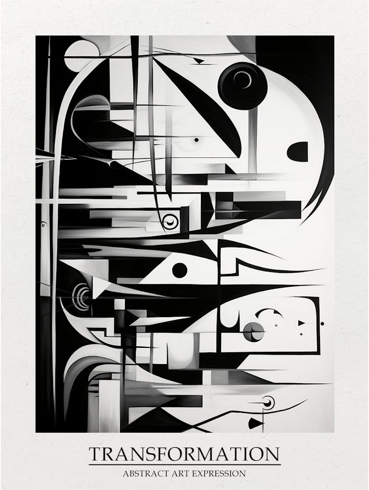 Transformation Abstract Black And White 8 Poster