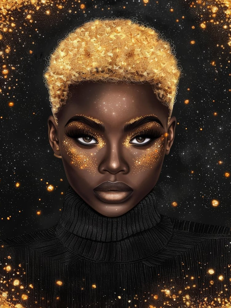 Gold Girl With Glitter