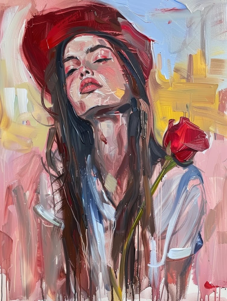 Girl With Red Rose