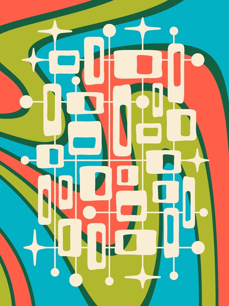 Mid Century Modern Atomic Abstract 1