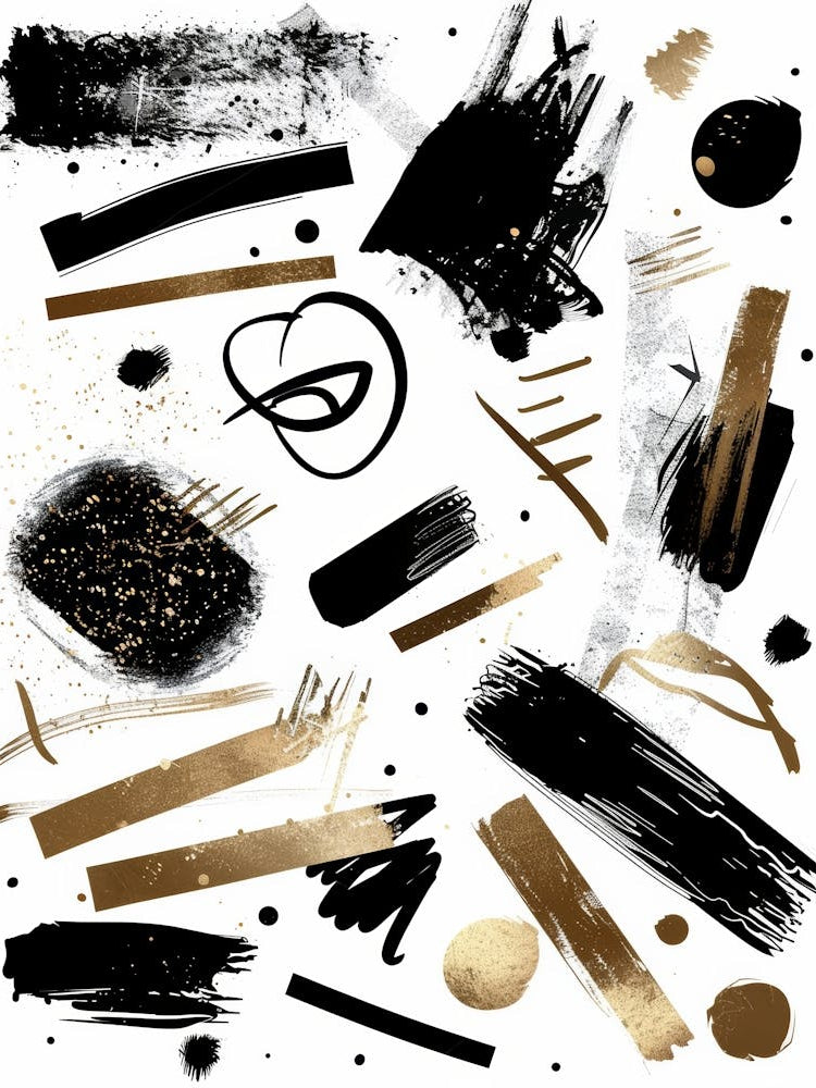 Abstract Black And Gold Brush Strokes