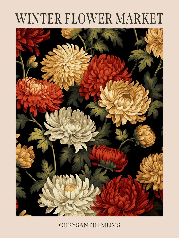 Chrysanthemums 1 Winter Flower Market Poster