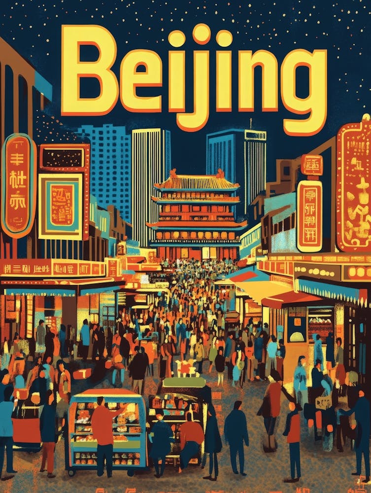 Aihrgdesign Ein von den 1970ern inspiriertes Reiseplakat für Peking 1