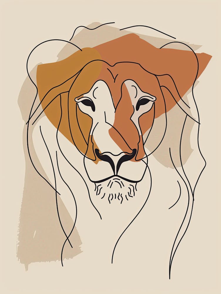 Lion Head Boho, Line Art