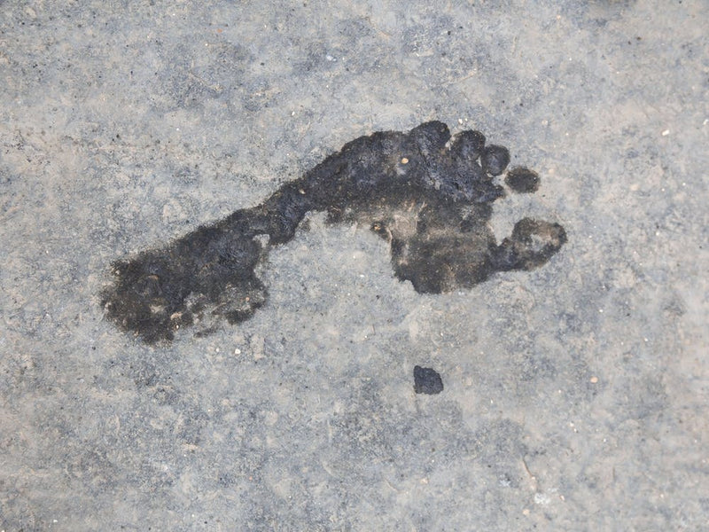 Empreinte de Pied Humide Sur une Surface Rugueuse et Sale