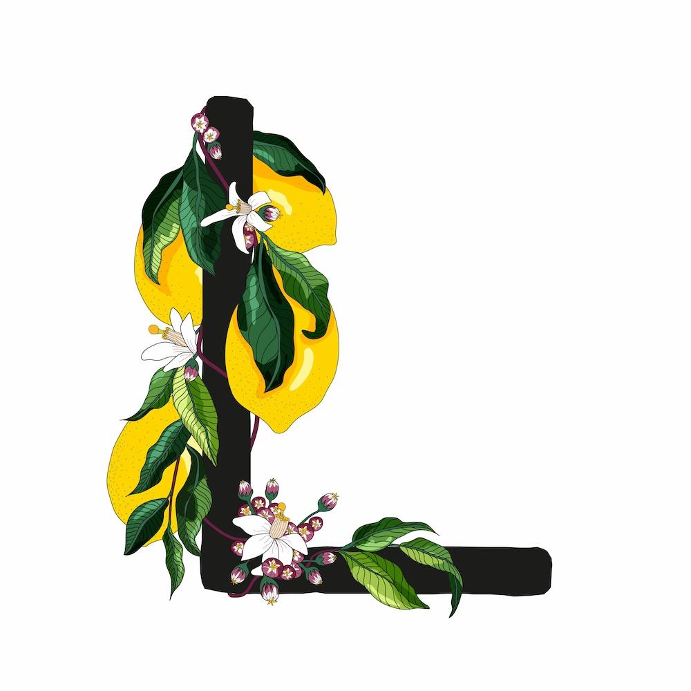 Lemon Alphabet Letter L Square