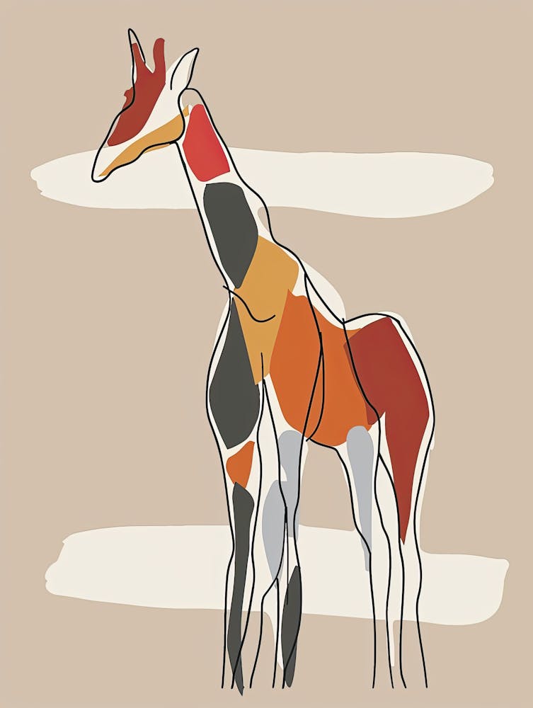 Giraffe - Boho, Line Art 13