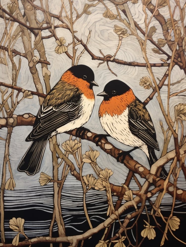 Art Nouveau Birds Poster Grebe 3