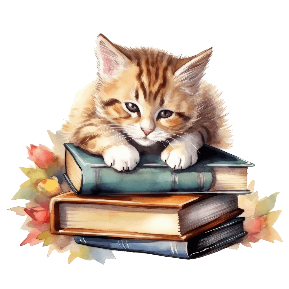 Cat Sleeping On Books 23