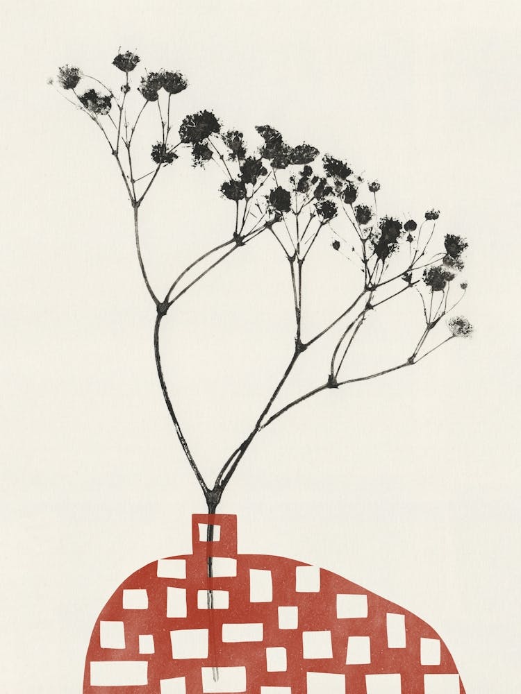 Gypsophila In A Red Vase