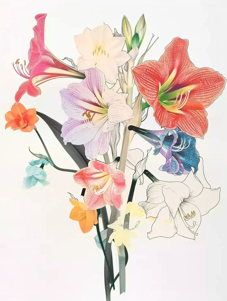 Amaryllis 3 Collage Flower Bouquet