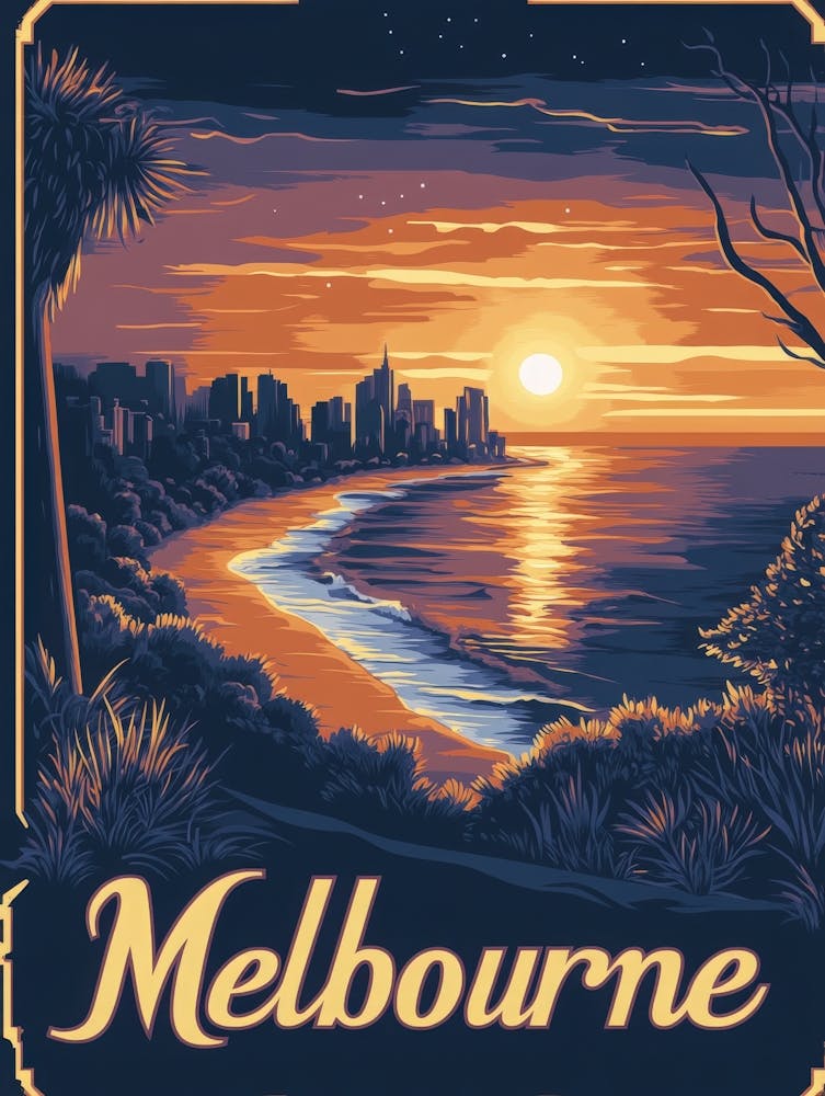 Aihrgdesign A Mid Century Modern Travel Poster For Melbourne 2