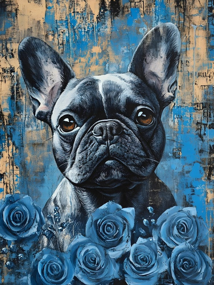 French Bulldog And Blue Roses 7