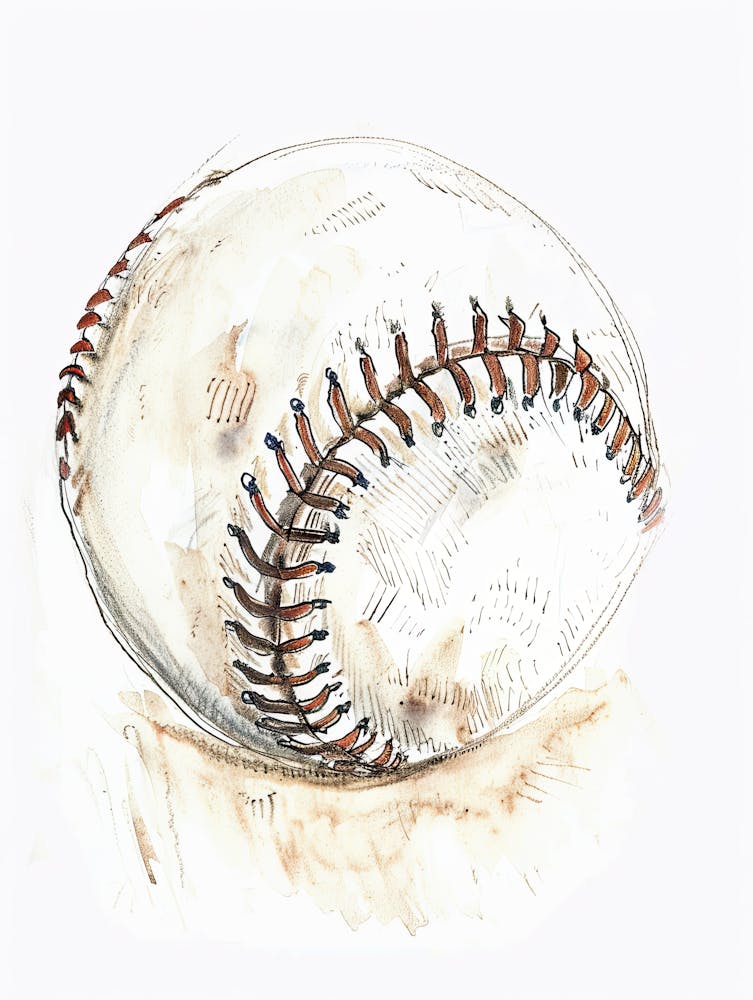 Watercolor Baseball Painting 2