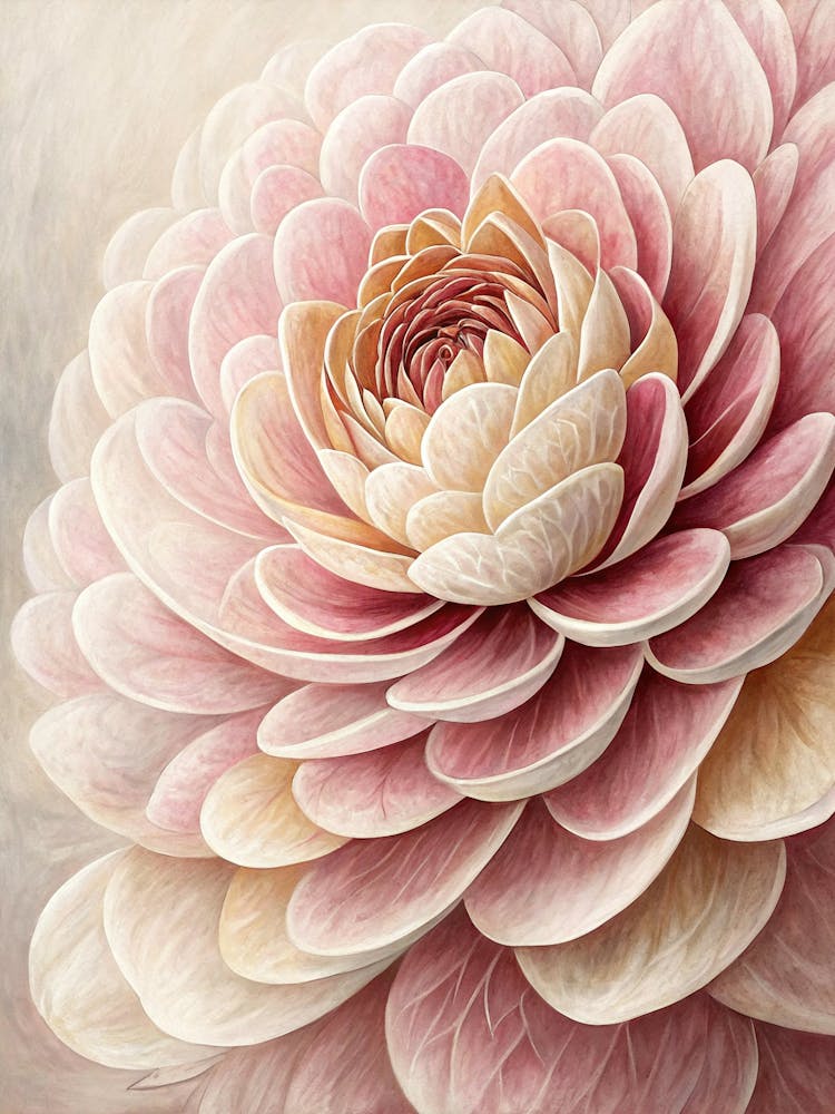 Oil Painting Style Layered 3d Petals In Soft Pink