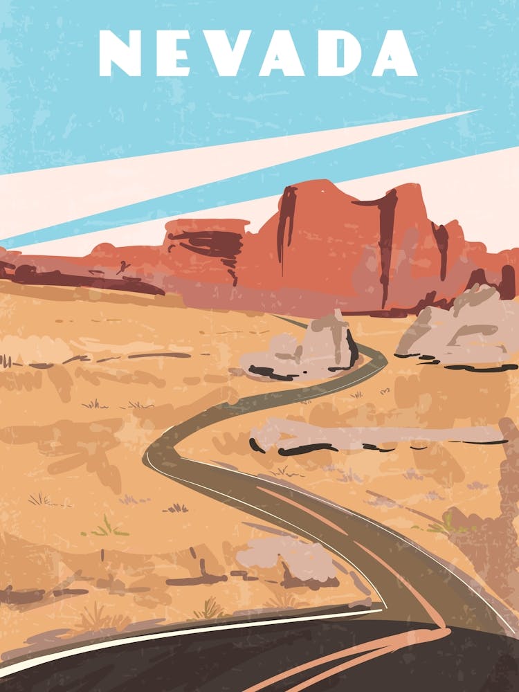 Nevada, USA — Retro travel minimalist poster