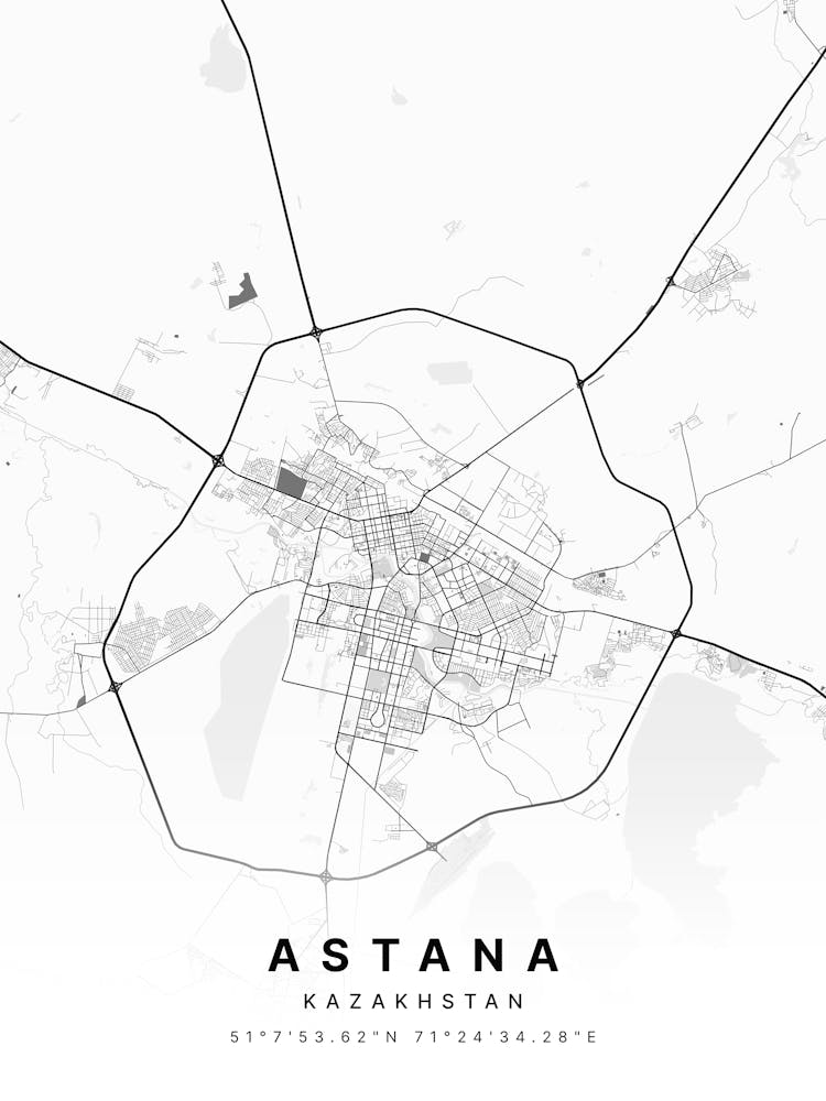 Astana Kazakhstan White Map