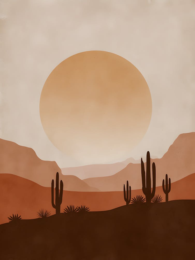 Desert Sunse Minimalist Desert Landscape 11