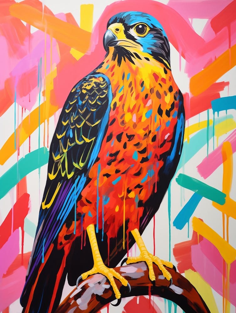 Peinture d'oiseau colorée Faucon 4