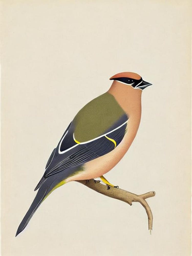 Cedar Waxwing Illustration Bird