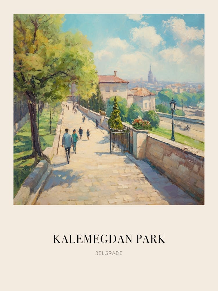 Kalemegdan Park Belgrade Serbia 2 Vintage Cezanne Inspired Poster