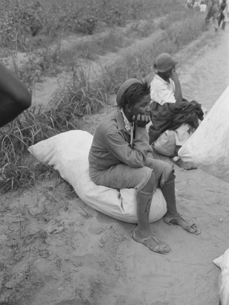 Cotton Pickers Resting On Bag, Lake Dick Project, Arkansas By Russell Lee