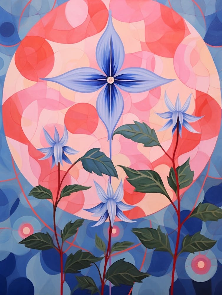 Lobelia 2 Peinture de Fleurs Pastel Inspirée de Hilma Af Klint