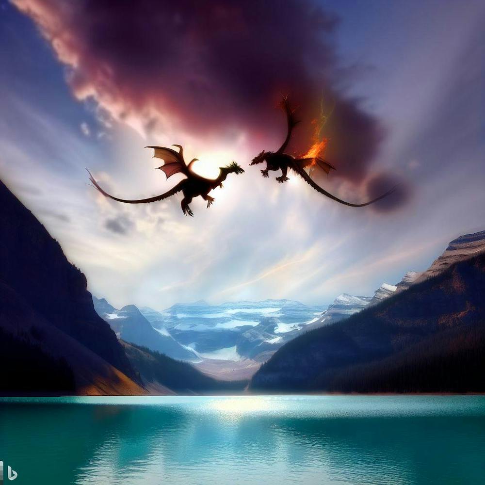 Drachen über dem wunderschönen Lake Louise