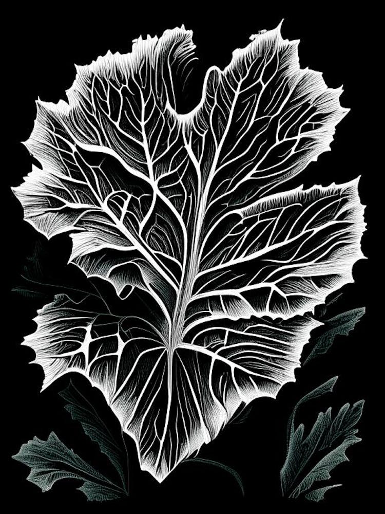 Wild Lettuce Leaf Linocut 1